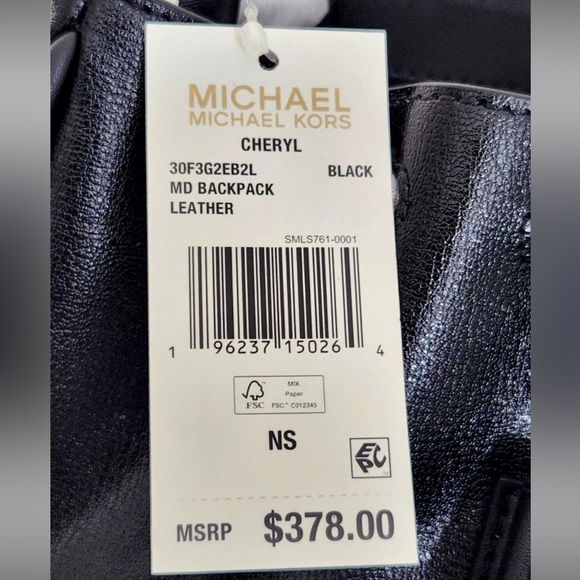 Michael Kors Cheryl Medium Leather Drawstring Backpack. NWT. - Picture 4 of 4